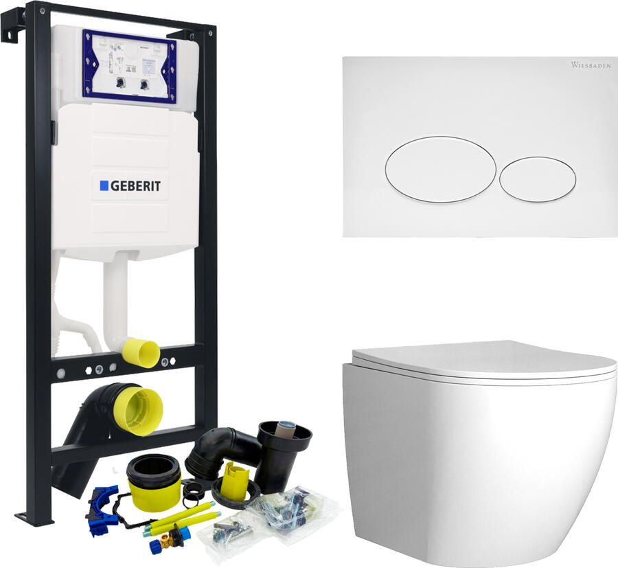 Geberit Toiletset Plieger Frame By met Mudo randloos Toilet Wit Glans en Softclose Zitting