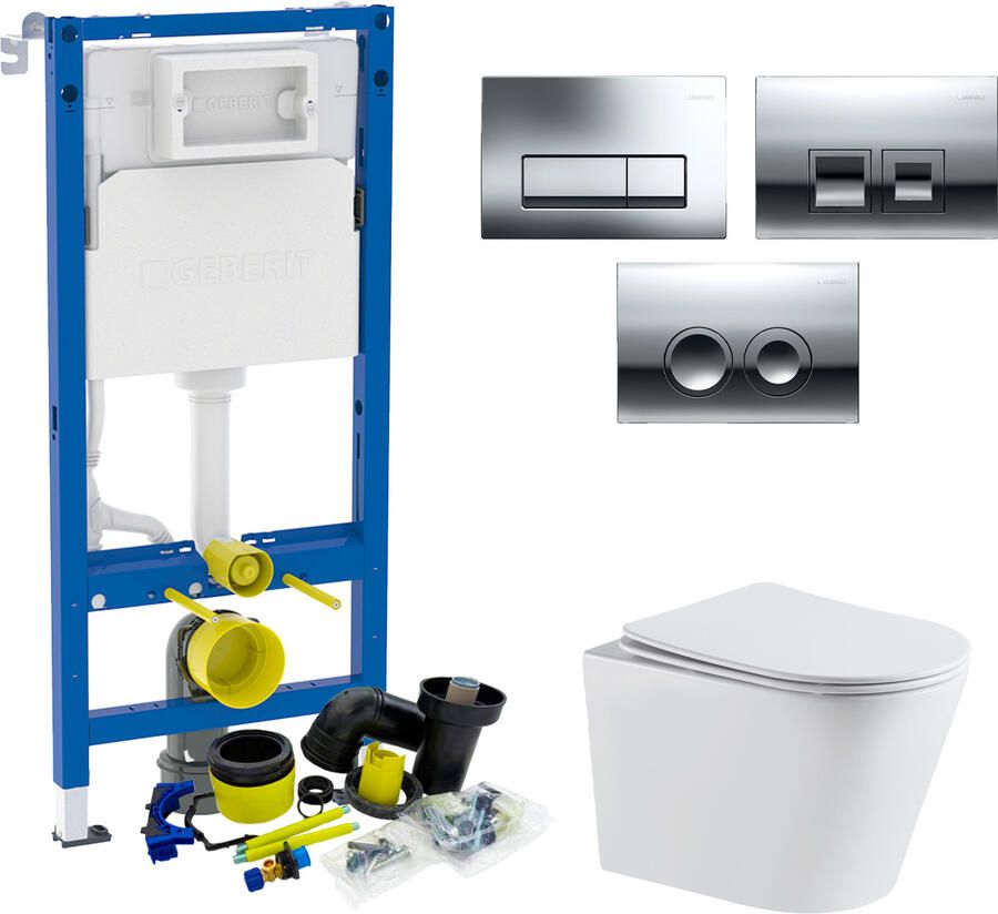 Geberit Toiletset UP100 Set 23 Turbo Flush Met Softclose Zitting Wit Met Delta Drukplaat