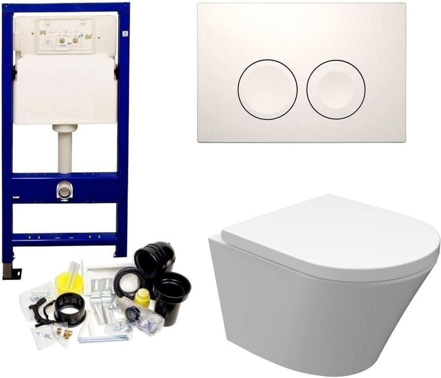 Aqua Splash Up100 Toiletset 37 Vesta Junior Rimless 47 cm Met Bril En Drukplaat Delta 25 Wit