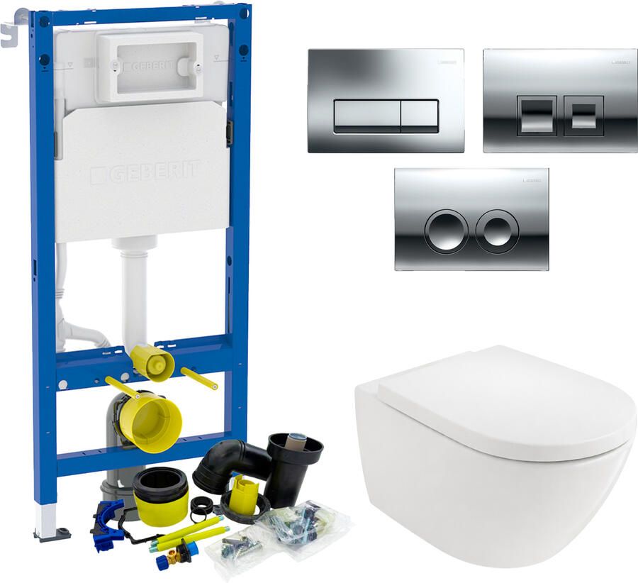 Geberit UP100 Toiletset Compleet | Inbouwreservoir | Villeroy & Boch Subway 3.0 | Drukplaat