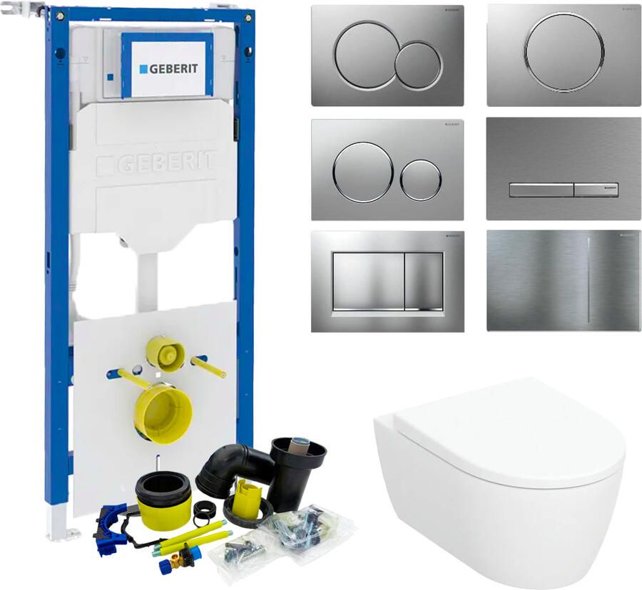 Geberit UP320 Toiletset Compleet | Inbouwreservoir | Icon Zonder Spoelrand | Drukplaat