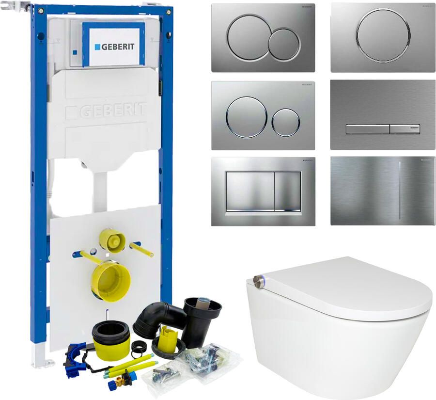 Geberit up320 Toiletset RapoWash Luxe 2.0 By | Met Bidetspoeler | Sigma Drukplaat