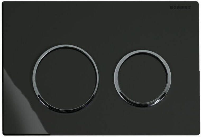 Geberit Omega20 bedieningplaat 2-toets spoeling frontbediening voor toilet 21.2x14.2cm zwart 115085KM1