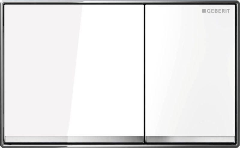 Geberit Omega 60 Bedieningsplaat 2-knops Frontbediening Glas Wit-aluminium