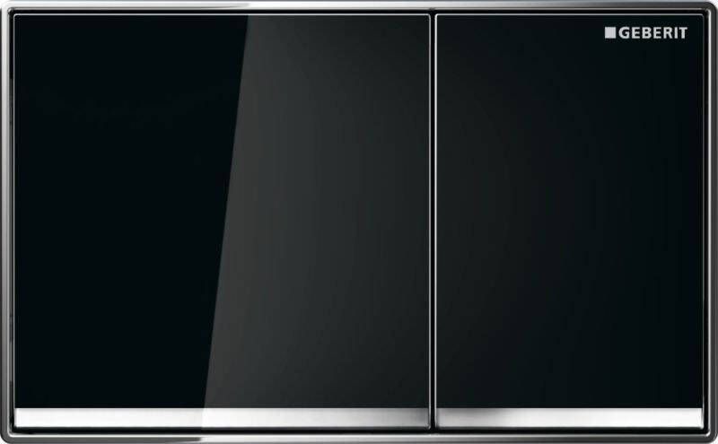 Geberit Omega 60 Bedieningsplaat 2-knops Frontbediening Glas Zwart-aluminium