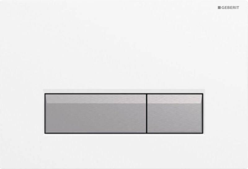 Geberit Sigma40 DuoFresh bedieningspaneel kunststof plaat alpien wit knoppen geborsteld aluminium-kleurig