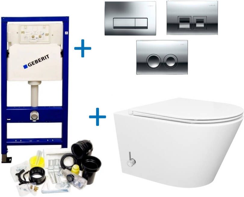 Geberit Toiletset UP100 set 22 Stereo Bidet Glans wit Met Delta Drukplaat