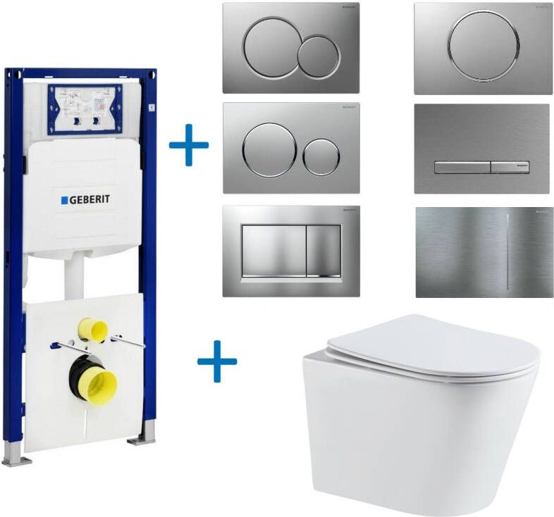 Geberit Toiletset UP320 set 23 Turbo Flush Met Softclose Zitting Wit Met Sigma Drukplaat