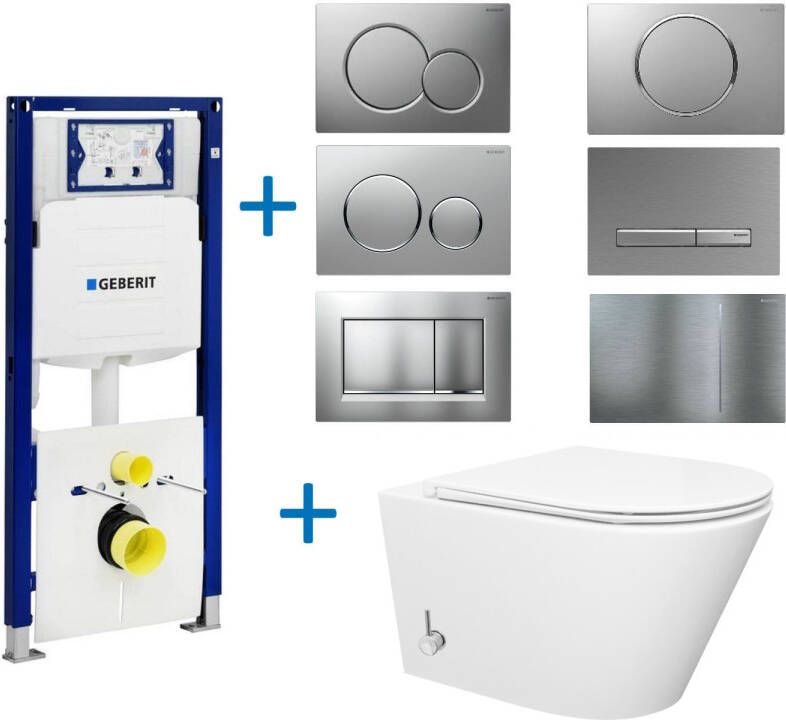 Geberit Toiletset UP320 set 23 Turbo Flush Met Softclose Zitting Wit Met Sigma Drukplaat