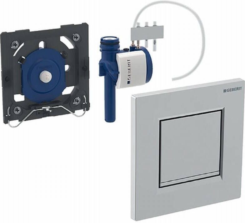 Geberit Type 30 urinoir bedieningsplaat pneumatisch glans wit strook & toets mat chroom - Foto 1