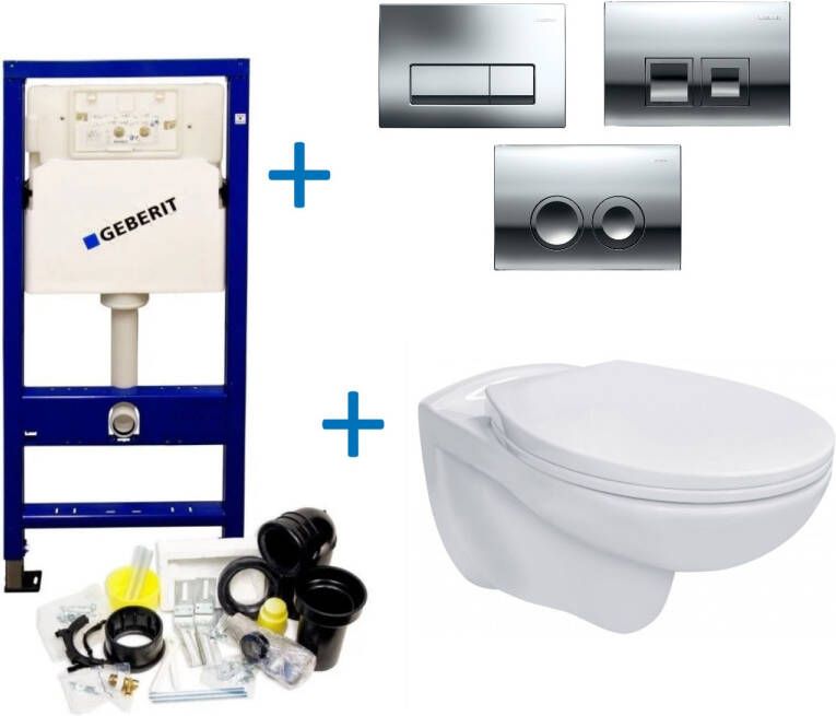 Geberit UP100 Toiletset Compleet | Inbouwreservoir | BWS Basic Pro Randloos | Set01 met drukplaat