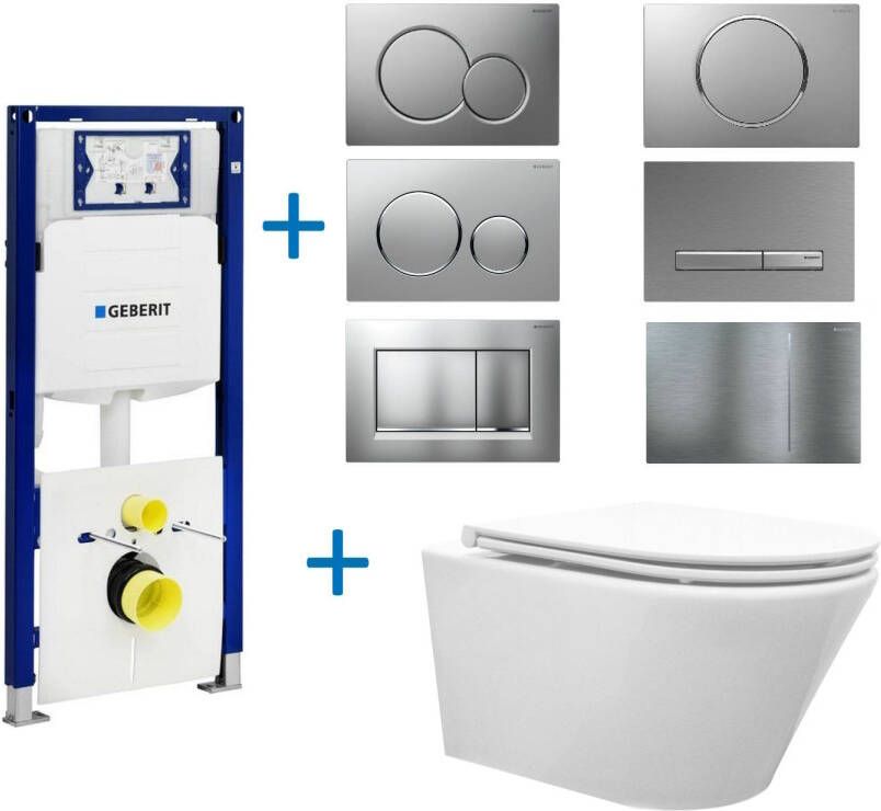 Geberit up320 Toiletset Vesta Tornado Flush Rimless | Met Zitting | Sigma Drukplaat