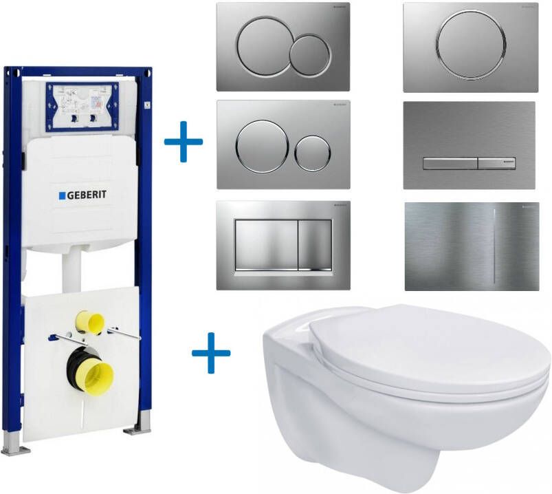 Geberit UP320 Toiletset Compleet | Inbouwreservoir | Basic Pro Randloos Wit | Met drukplaat | SET01