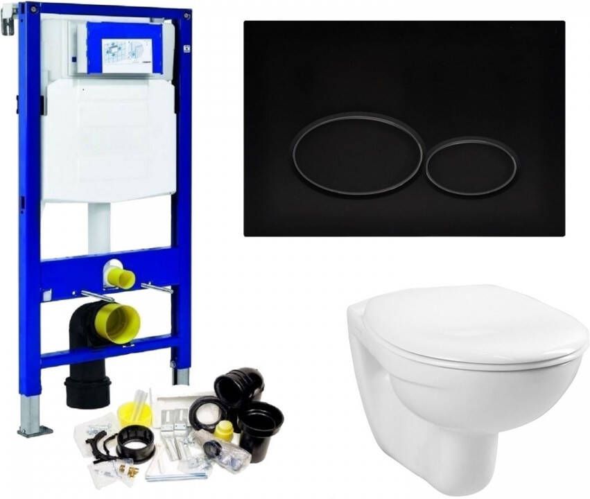 Geberit UP320 Toiletset Compleet | Inbouwreservoir | Wandcloset Basic Smart wit | Met drukplaat | SET01