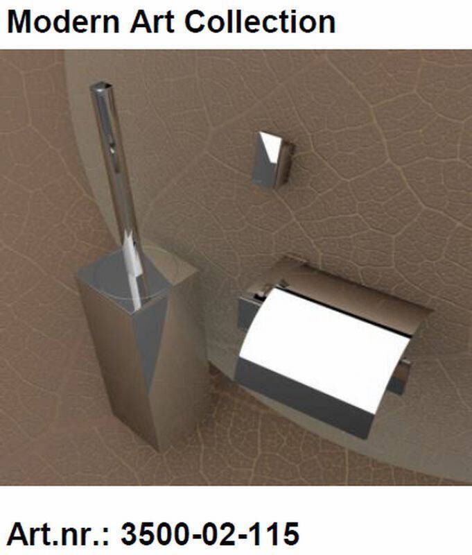 Geesa Modern Art Toiletaccessoireset Toiletborstel met houder Toiletrolhouder met klep Handdoekhaak Chroom 91350002115