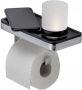 GEESA Frame toiletrolhouder met lichthouder kunststof messing verchroomd chroom mat zwart 918889 02 06 - Thumbnail 1