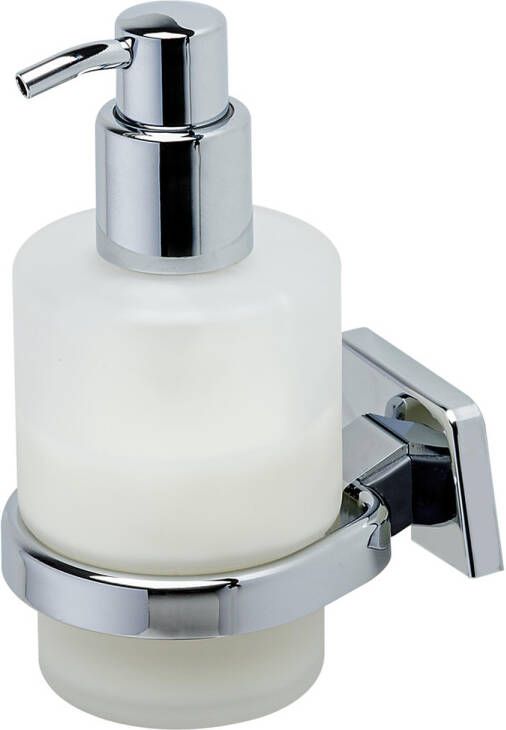GEESA Standard enkele ronde zeepdispenser 200ml glas flacon messing houder hxbxd 165x78x99mm glanzend chroom