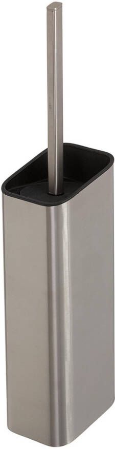 Geesa Shift Toiletborstel met houder RVS geborsteld (zwarte deksel en borstel) 9199110506