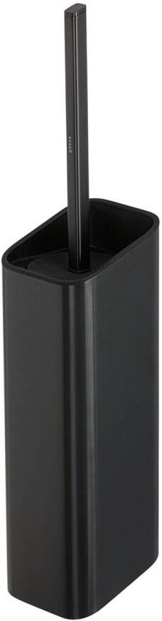 Geesa Toiletborstel Met Houder Shift Zwart Metaal Geborsteld (Zwarte Deksel en Borstel)