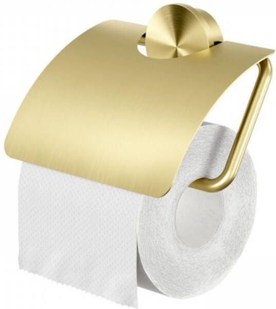 Geesa Opal toiletrolhouder met klep 14x1 9x14 2cm geborsteld goud