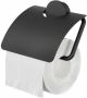 Geesa Opal toiletrolhouder met klep 14x1 9x14 2cm zwart - Thumbnail 1