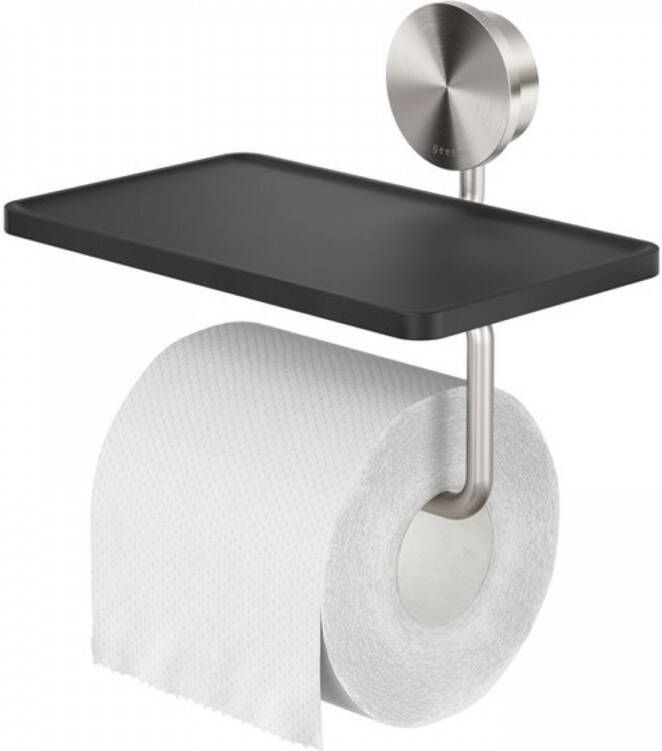 Geesa Opal toiletrolhouder met planchet 18 5x12 9x14 3cm geborsteld RVS