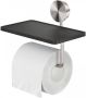 Geesa Opal toiletrolhouder met planchet 18 5x12 9x14 3cm geborsteld RVS - Thumbnail 1