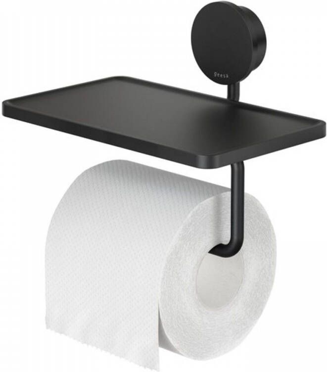 Geesa Opal toiletrolhouder Met planchet 18 5x12 9x14 3cm zwart