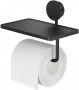 Geesa Opal toiletrolhouder Met planchet 18 5x12 9x14 3cm zwart - Thumbnail 1