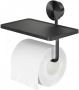 Geesa Opal toiletrolhouder met planchet 18 5x12 9x14 3cm geborsteld metaal zwart - Thumbnail 1