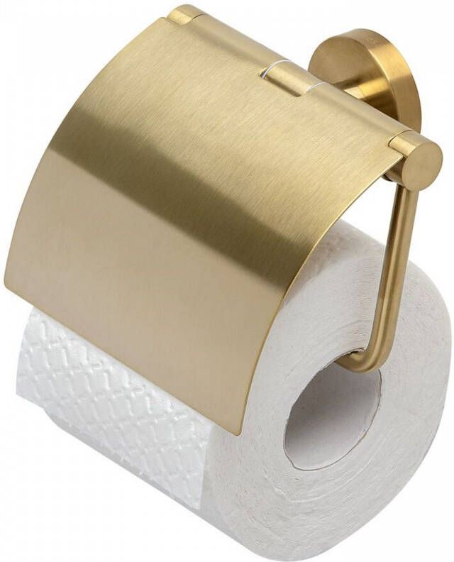 Geesa Nemox toiletrolhouder met klep 12 8 x 5 1 x 12 7 cm goud geborsteld