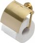 Geesa Nemox toiletrolhouder met klep 12 8 x 5 1 x 12 7 cm goud geborsteld - Thumbnail 1