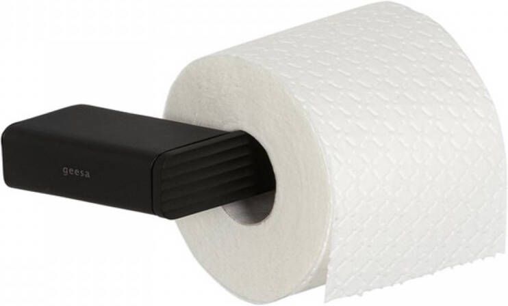 Geesa Shift toiletrolhouder rechts met strepenpatroon zonder klep 20 2 x 7 7 x 3 cm zwart