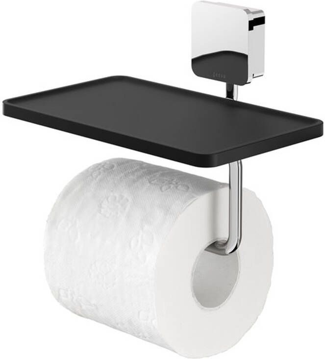 Geesa Topaz toiletrolhouder met planchet zwart chroom