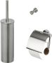 Geesa Nemox Toiletaccessoireset Toiletborstel met houder Toiletrolhouder met klep Handdoekhaak RVS geborsteld 91650005115 - Thumbnail 1