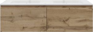 Gliss Design Badkamermeubelset Gliss Eros 120 cm Met Wastafel Met 2 Lades Rustiek Eiken
