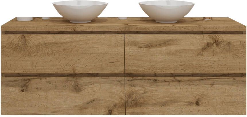 Gliss Design Badkamermeubelset Gliss Zeus 160 cm Natuur Eiken Met Waskom