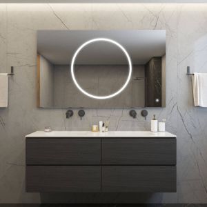 Gliss Design Circe rechthoekige spiegel met scheer spiegelverlichting en spiegelverwarming 80 x 70 cm