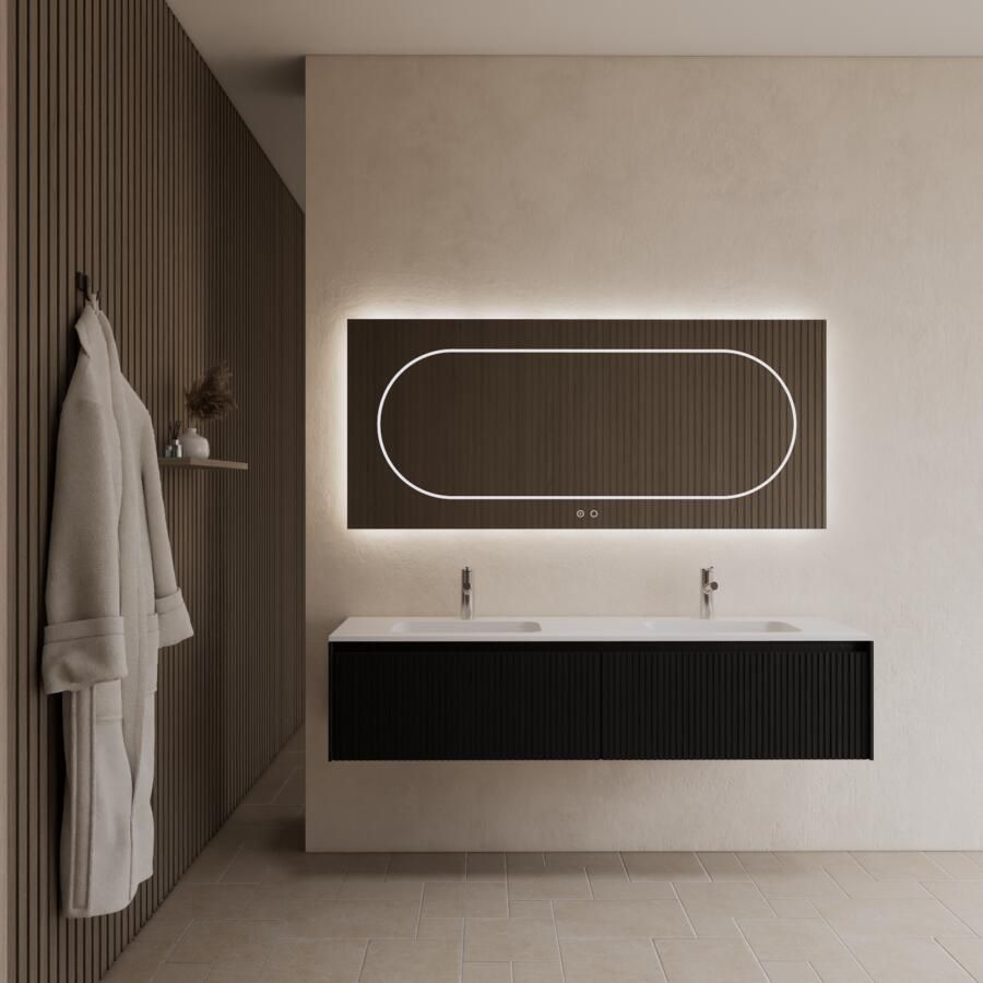 Gliss Design Badkamermeubel Timotheus 200 cm Black Veneer (Keuze Wastafel)