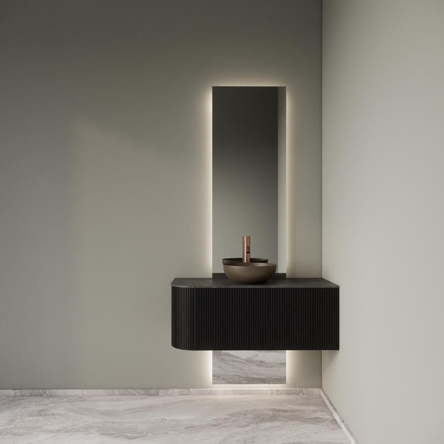 Boss & Wessing Glijstang BWS Sensa met Wateraansluiting 66 Cm Geborsteld Mat Zwart PVD - Foto 2