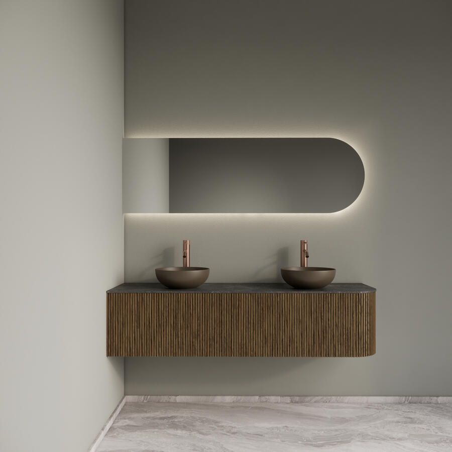 Gliss Design Badkamermeubelset Alluro 160 cm Links Castle Brown