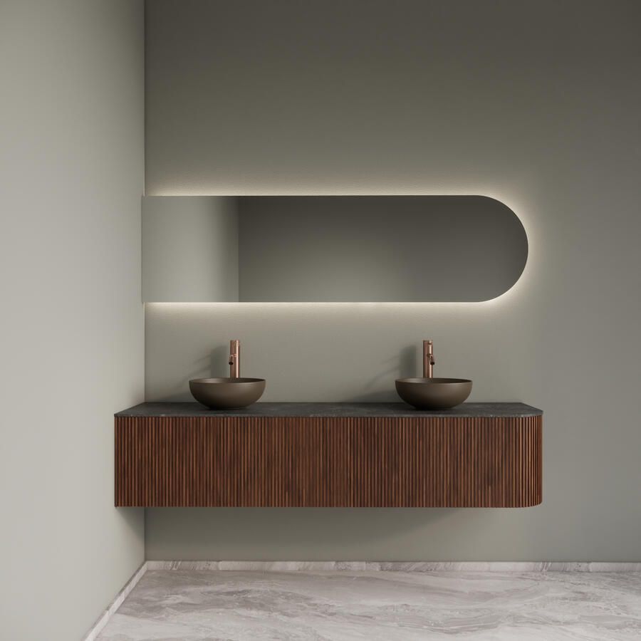 Gliss Design Badkamermeubelset Alluro 180 cm Links Walnut