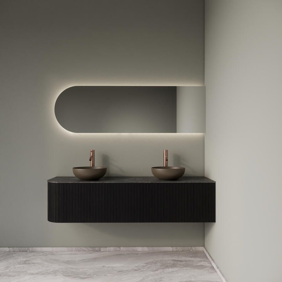 Gliss Design Badkamermeubelset Alluro 160 cm Rechts Black Veneer