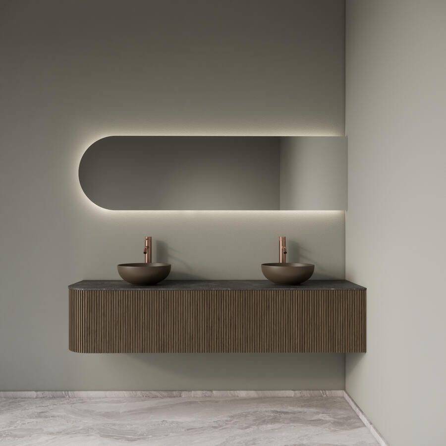 Gliss Design Badkamermeubelset Alluro 180 cm Rechts Ash Grey