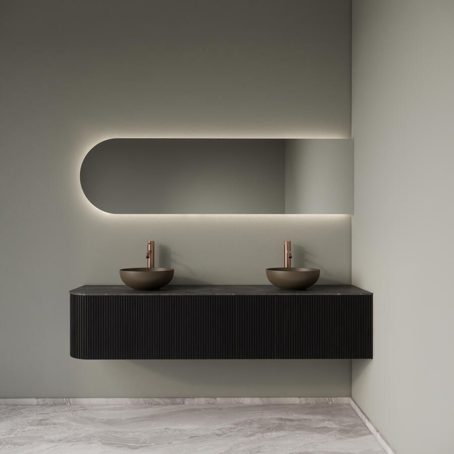 Gliss Design Badkamermeubelset Alluro 180 cm Rechts Black Veneer