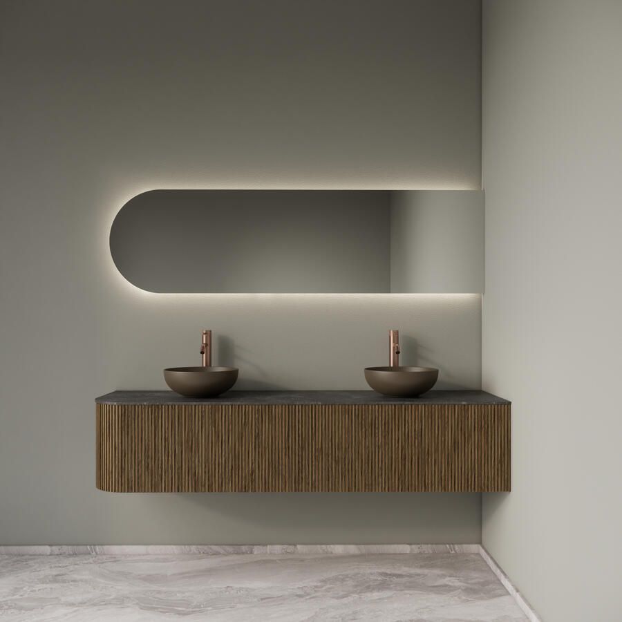 Gliss Design Badkamermeubelset Alluro 180 cm Rechts Castle Brown