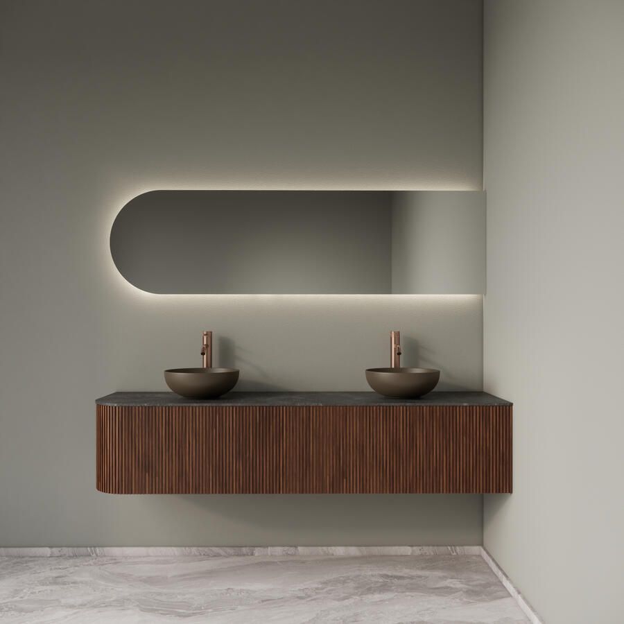 Gliss Design Badkamermeubelset Alluro 180 cm Rechts Walnut