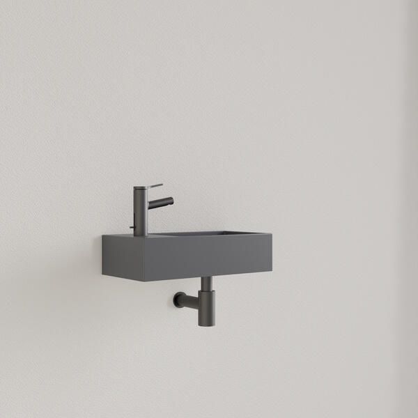 Gliss Design Fontein Nano 36x18x9 cm 1 Kraangat Links Leigrijs