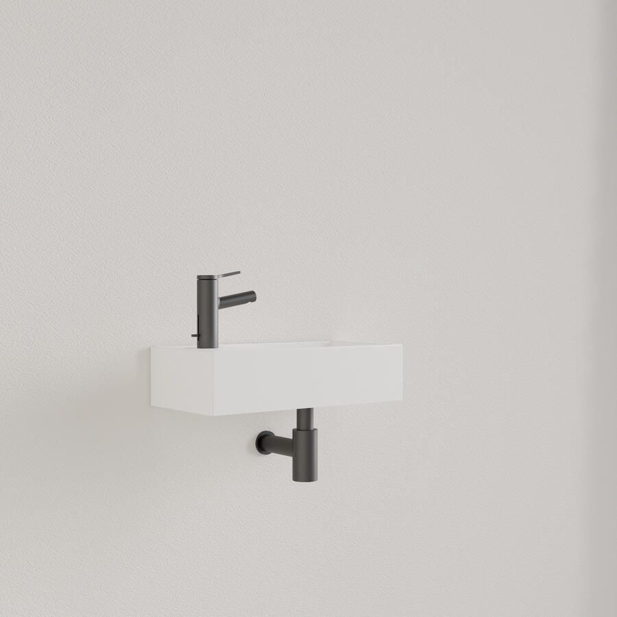 Gliss Design Fontein Nano 36x18x9 cm 1 Kraangat Links Mat Wit