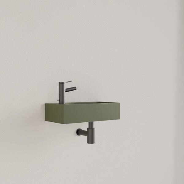 Gliss Design Fontein Nano 36x18x9 cm 1 Kraangat Links Olijf Groen